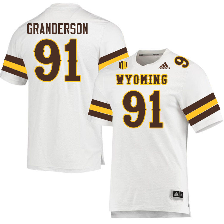 #91 Carl Granderson Wyoming Cowboys Jersey College Football Uniforms,Gears,Jerseys-White